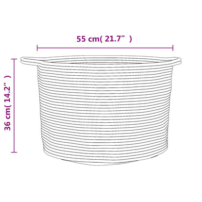 Wäschekorb Beige und Weiß Ø55x36 cm Baumwolle