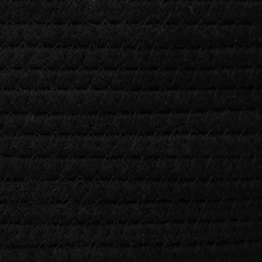 Aufbewahrungskorb mit Deckel Schwarz & Beige Ø37x50cm Baumwolle