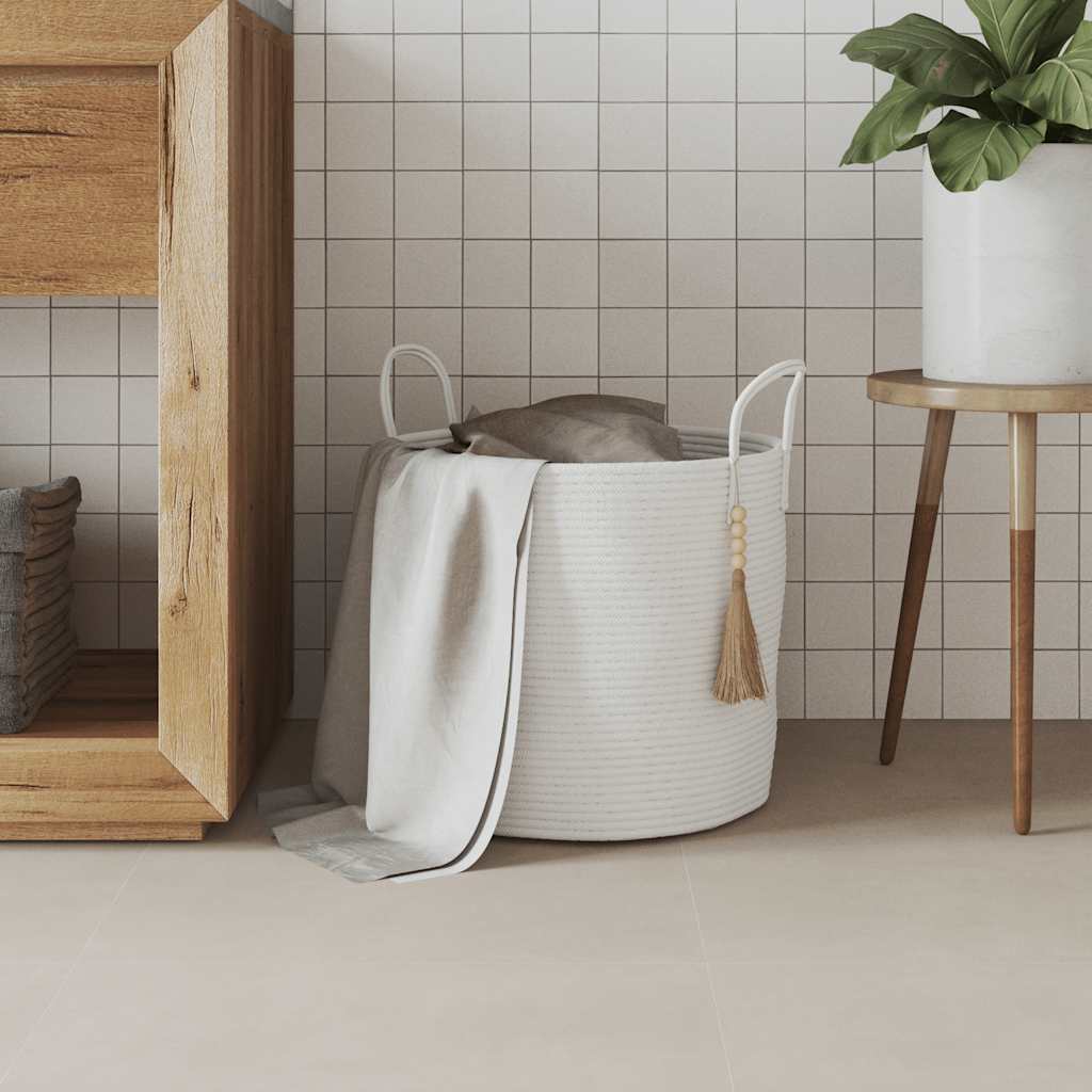 Aufbewahrungskorb Weiß Ø40x35 cm Baumwolle