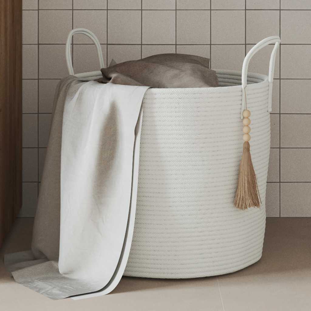Aufbewahrungskorb Weiß Ø40x35 cm Baumwolle