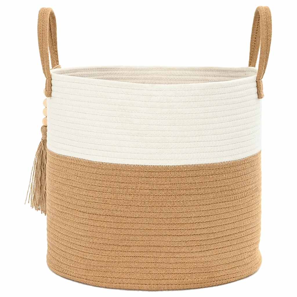 Aufbewahrungskorb Braun und Weiß Ø40x35 cm Baumwolle