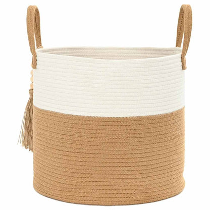 Aufbewahrungskorb Braun und Weiß Ø40x35 cm Baumwolle