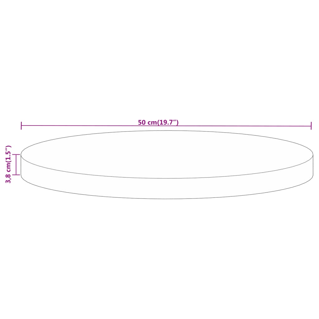 Tischplatte Ø 50x3,8 cm Rund Massivholz Mango