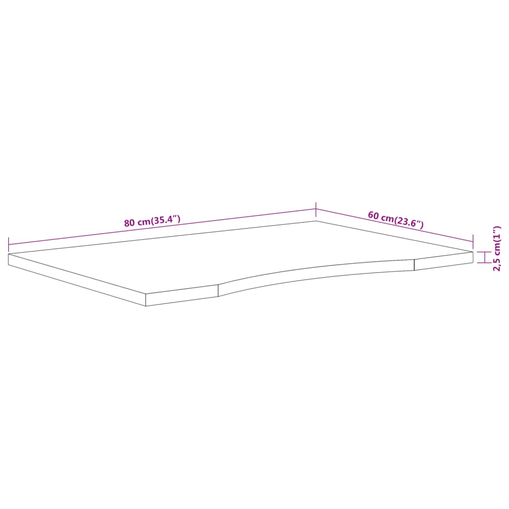 Schreibtischplatte 80x60x2,5 cm Rechteckig Massivholz Akazie