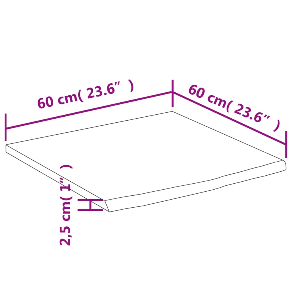 Plan vasque 60x60x2,5 cm carré en bois d'acacia massif