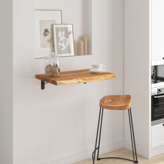 Wall shelf 50x40x3.8 cm rectangular solid wood acacia tree edge