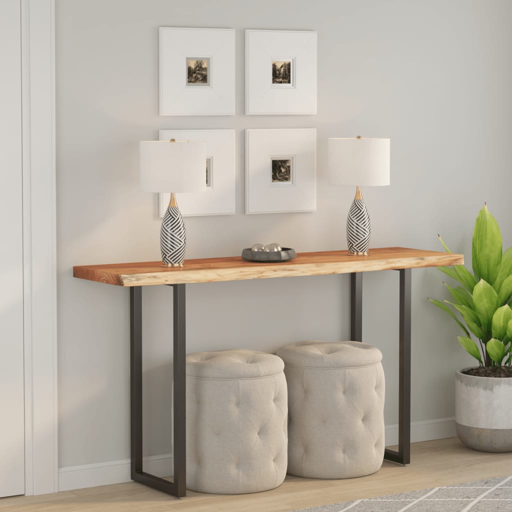 Tischplatte 110x40x3,8cm Rechteckig Massivholz Akazie Baumkante