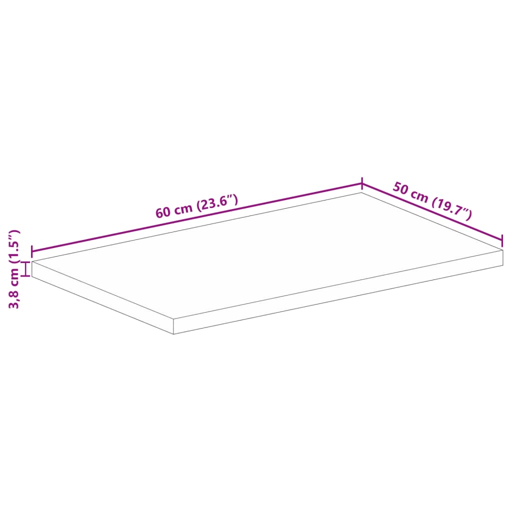 Tischplatte 60x50x3,8 cm Rechteckig Massivholz Akazie
