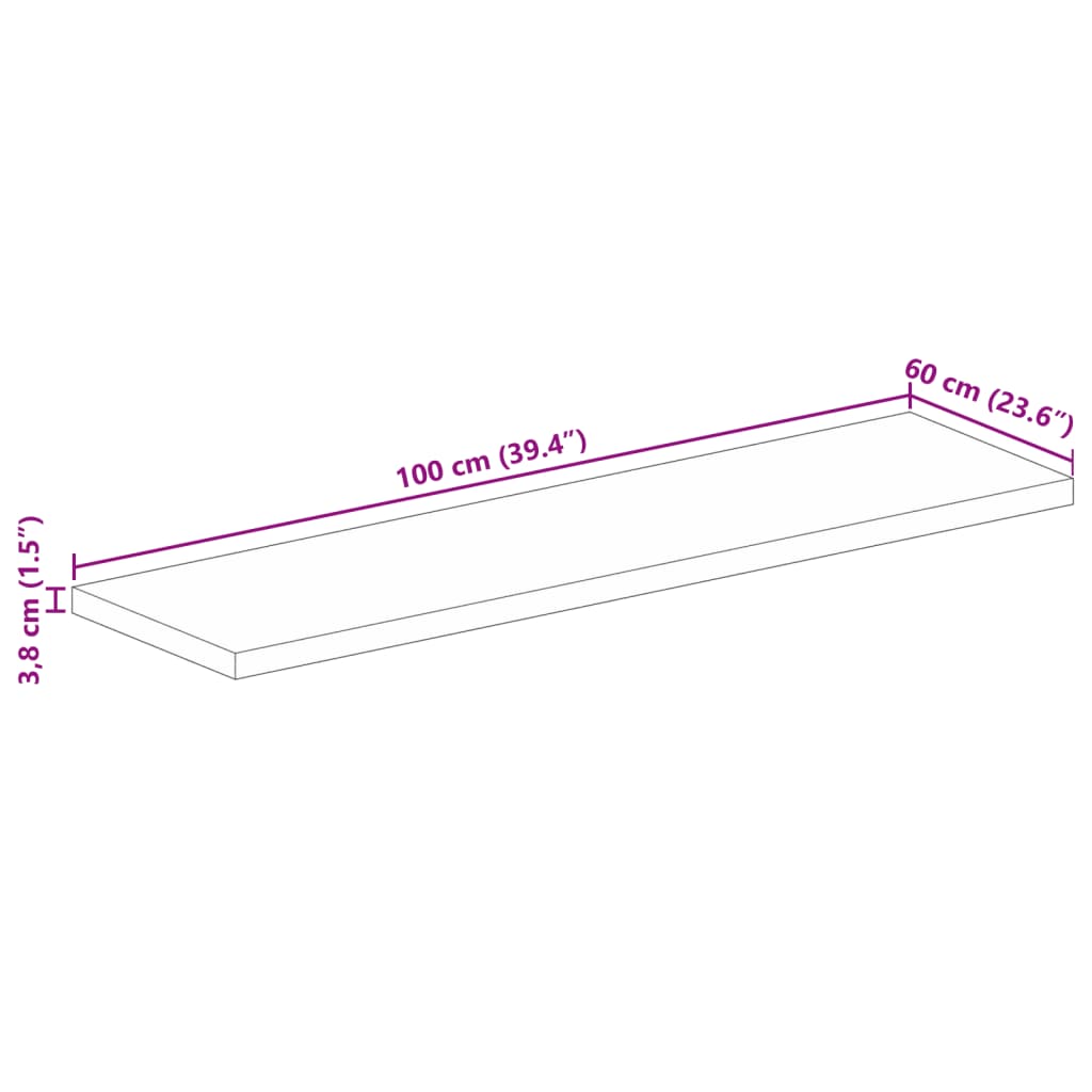Tischplatte 100x60x3,8 cm Rechteckig Massivholz Akazie