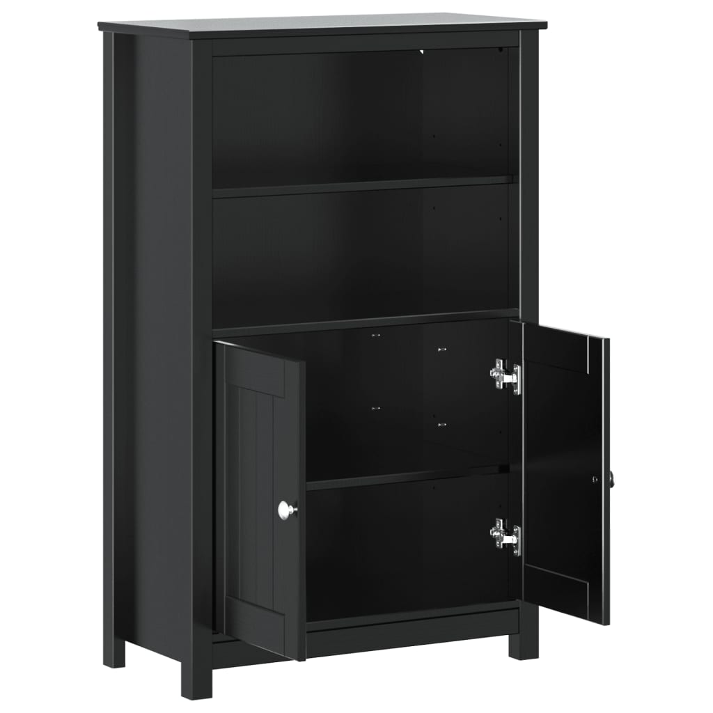 Badschrank BERG Schwarz 69,5x34x110 cm Massivholz Kiefer