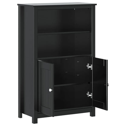 Badschrank BERG Schwarz 69,5x34x110 cm Massivholz Kiefer