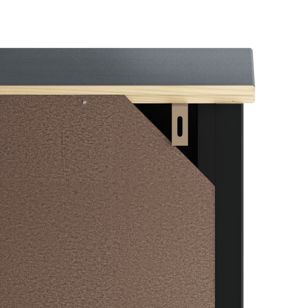 Badschrank BERG Schwarz 69,5x34x110 cm Massivholz Kiefer
