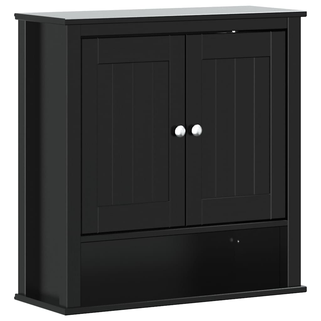 Bad-Wandschrank BERG Schwarz 69,5x27x71,5 cm Massivholz