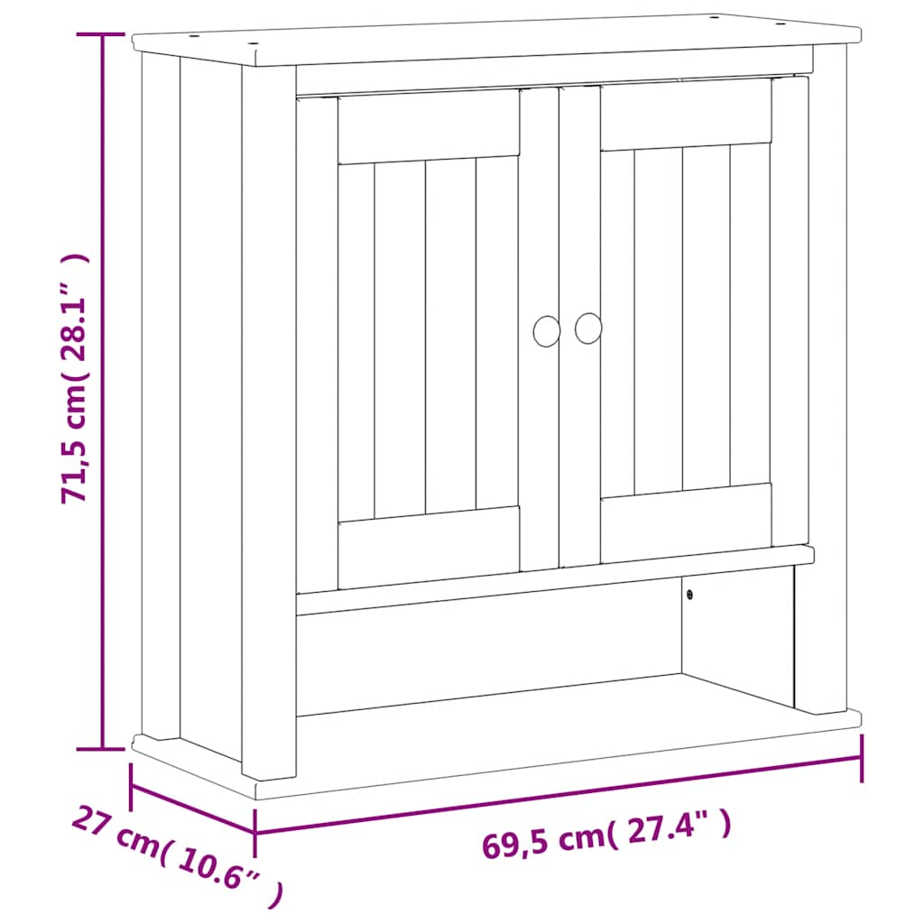 Bad-Wandschrank BERG Schwarz 69,5x27x71,5 cm Massivholz