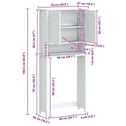 Waschmaschinenschrank BERG Weiß 76x27x164,5 cm Massivholz