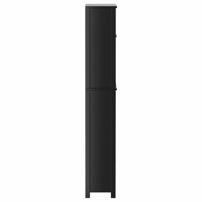 Waschmaschinenschrank BERG Schwarz 76x27x164,5 cm Massivholz