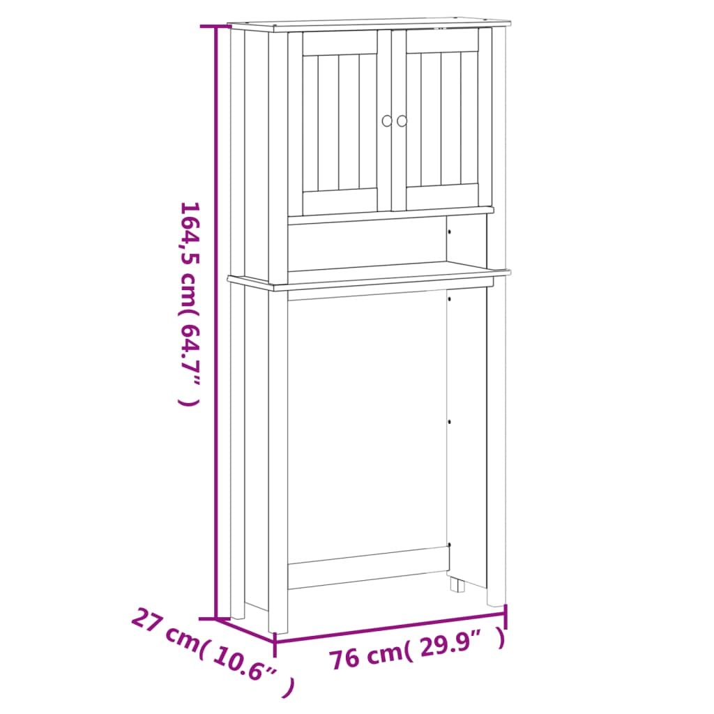 Waschmaschinenschrank BERG Schwarz 76x27x164,5 cm Massivholz