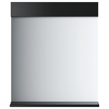 Badspiegel mit Ablage BERG Schwarz 60x12x70 cm Massivholz