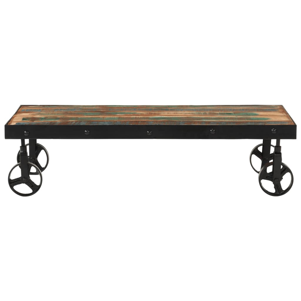 Couchtisch mit Rollen Altholz Massiv 100x55x26 cm