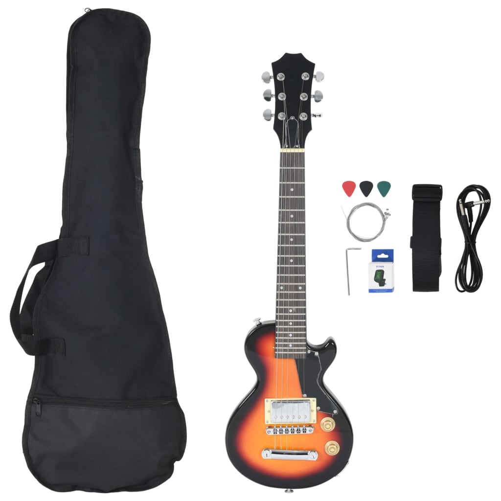 Guitare électrique pour enfants avec étui marron et noir 3/4 30"