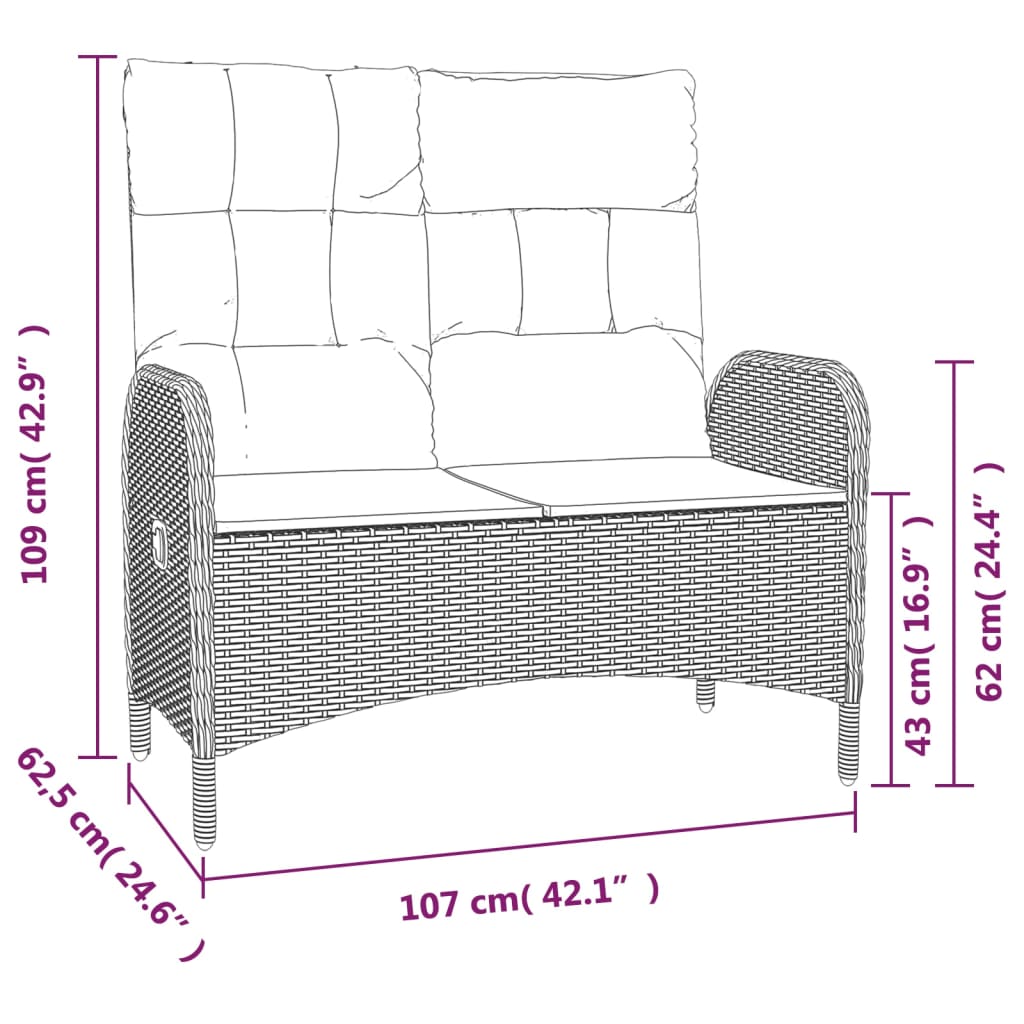4-tlg. Garten-Essgruppe mit Kissen Grau Poly Rattan
