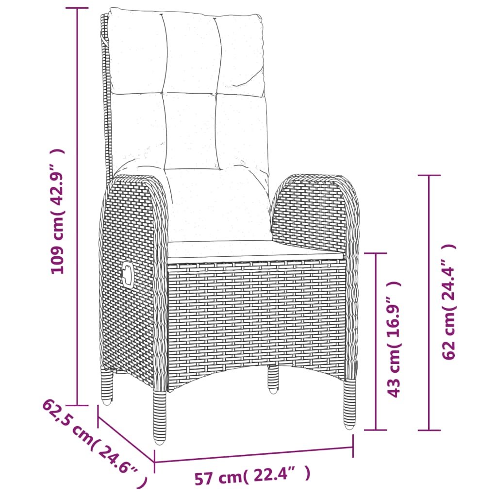 4-tlg. Garten-Essgruppe mit Kissen Grau Poly Rattan