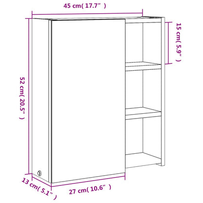 Spiegelschrank mit LED-Beleuchtung Weiß 45x13x52 cm