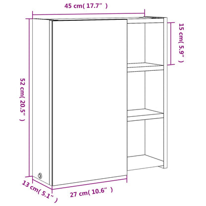 Spiegelschrank mit LED-Beleuchtung Eichenoptik 45x13x52 cm