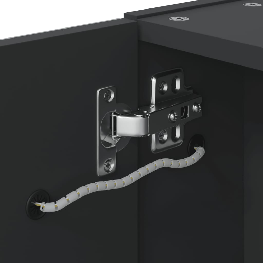 Mirror cabinet with LED lighting, black, 60 x 13 x 52 cm