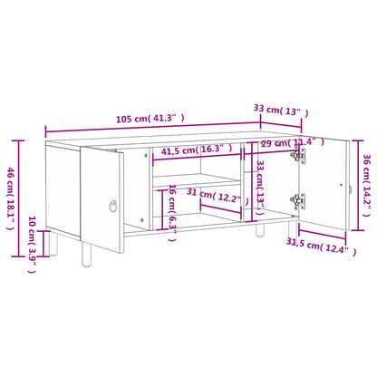 TV-Schrank 105x33x46 cm Massivholz Mango