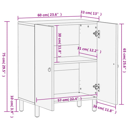 Beistellschrank 60x33x75 cm Massivholz Mango