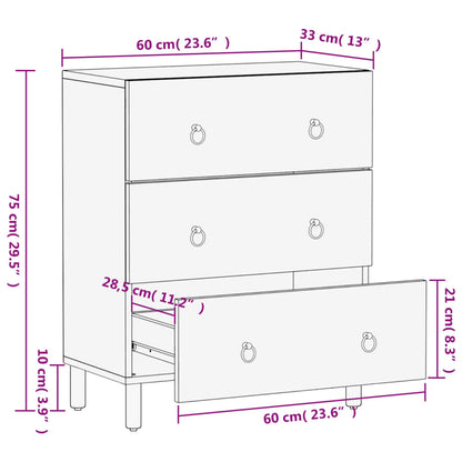 Beistellschrank 60x33x75 cm Massivholz Mango
