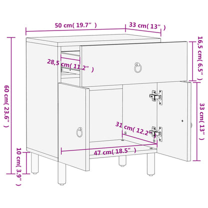 Nachttisch 50x33x60 cm Massivholz Mango