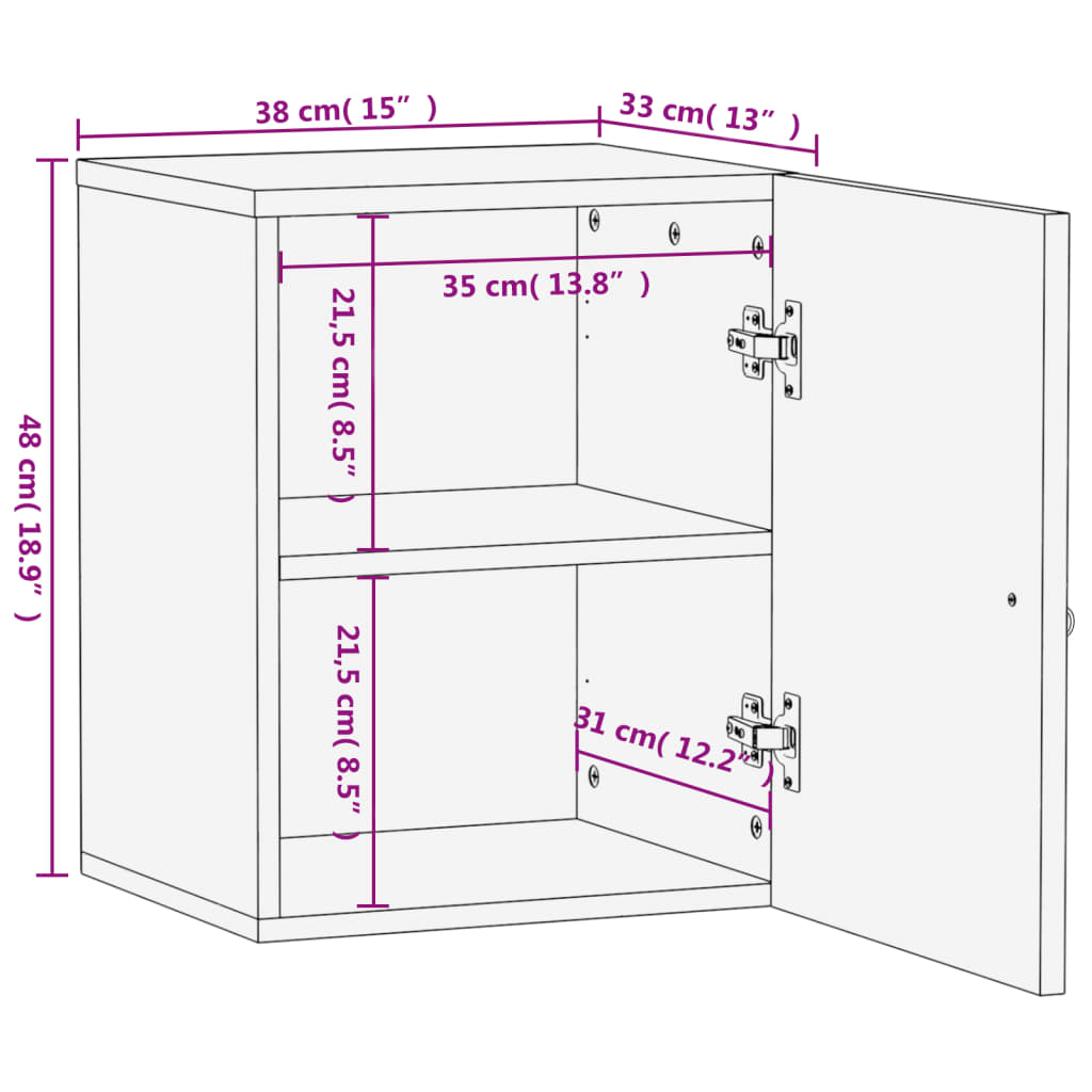 Bad-Wandschrank 38x33x48 cm Massivholz Mango