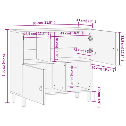 Beistellschrank 80x33x75 cm Massivholz Mango