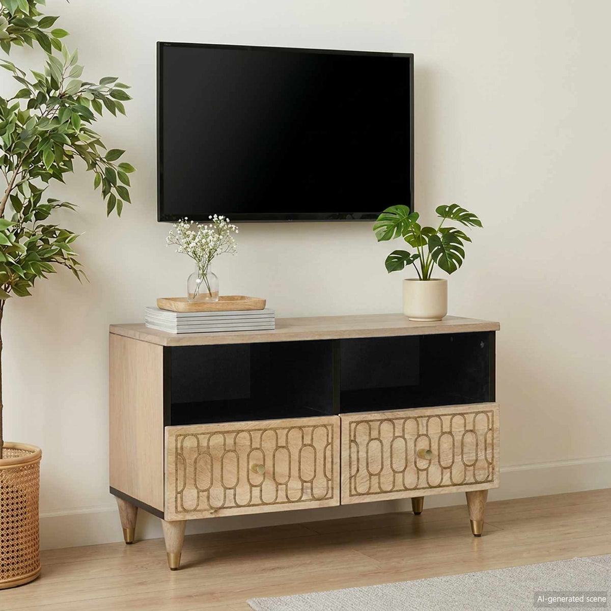 TV-Schrank 70x33x46 cm Massivholz Mango