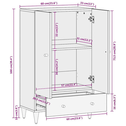 Highboard 60x33x100 cm Massivholz Mango