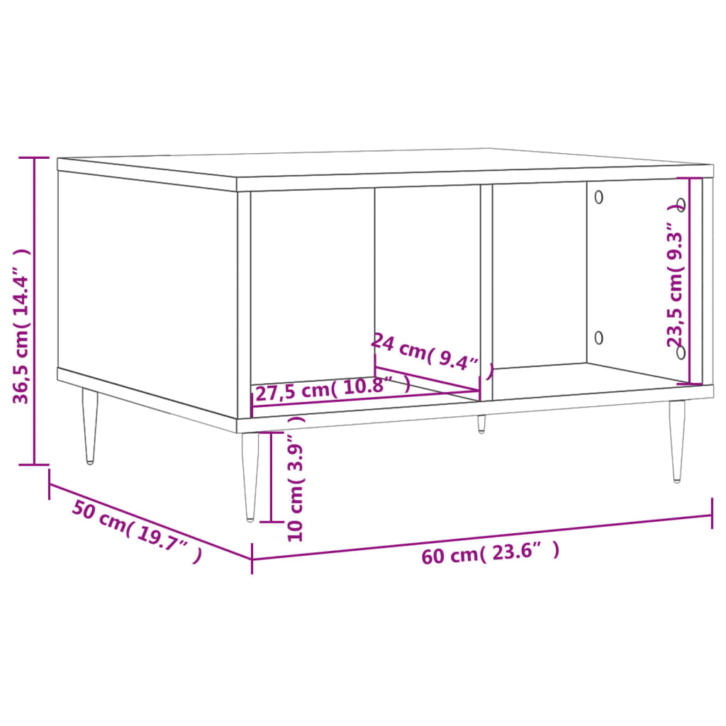 Table basse blanche 60x50x36,5 cm en bois