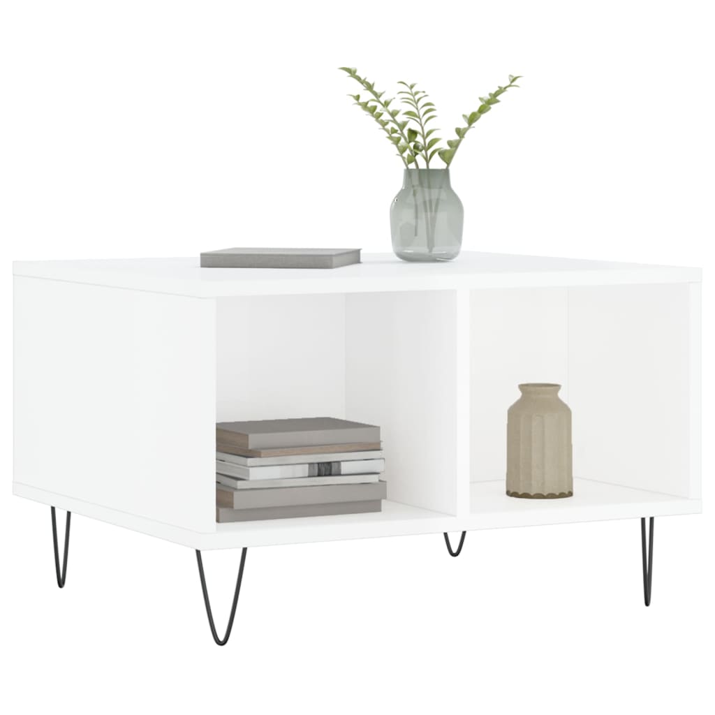 Coffee table high gloss white 60x50x36.5 cm wood material