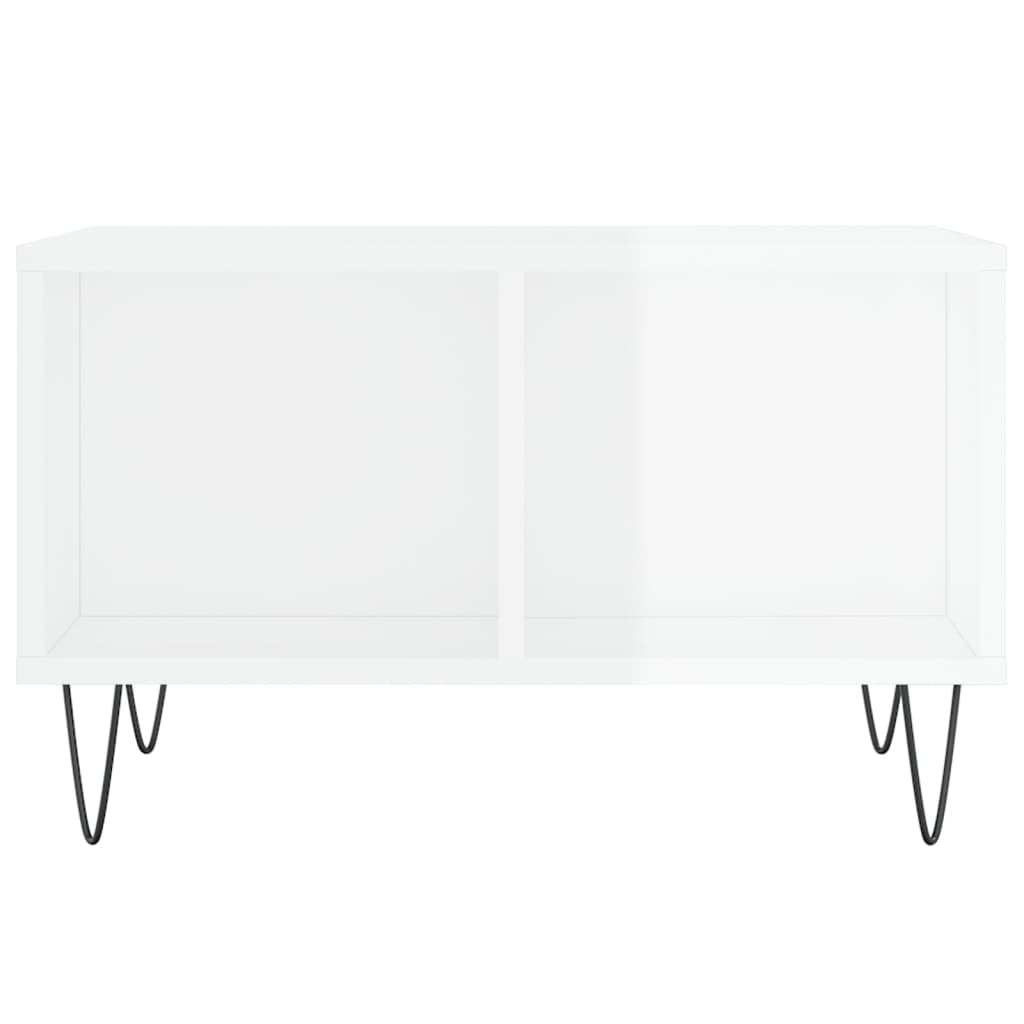 Coffee table high gloss white 60x50x36.5 cm wood material