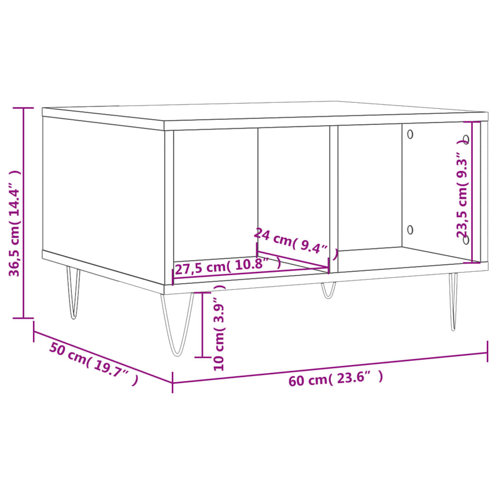 Coffee table high gloss white 60x50x36.5 cm wood material
