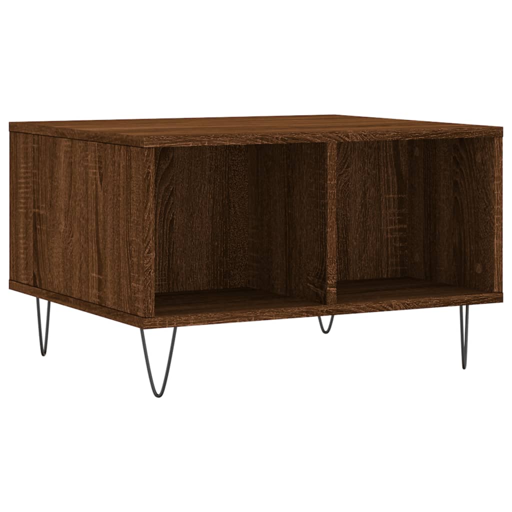 Table basse aspect chêne marron 60x50x36,5 cm en bois
