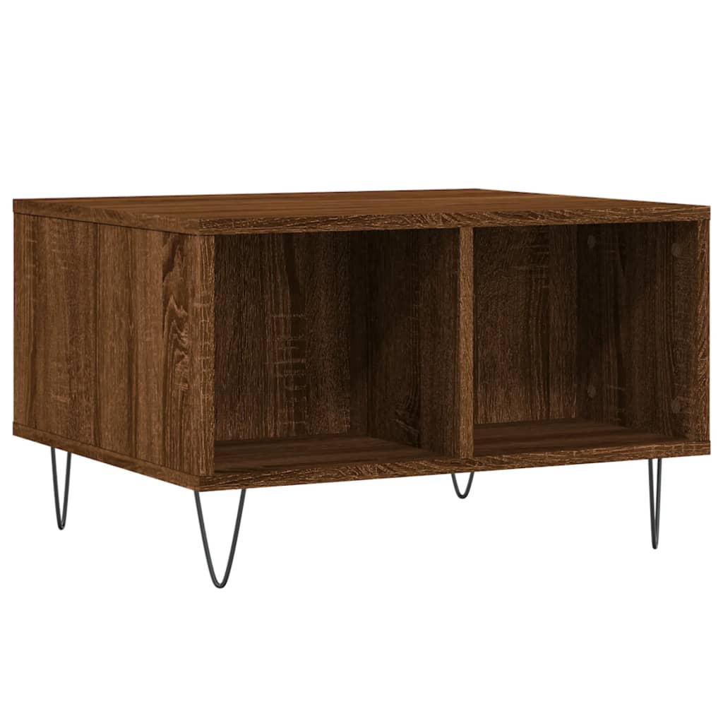 Table basse aspect chêne marron 60x50x36,5 cm en bois