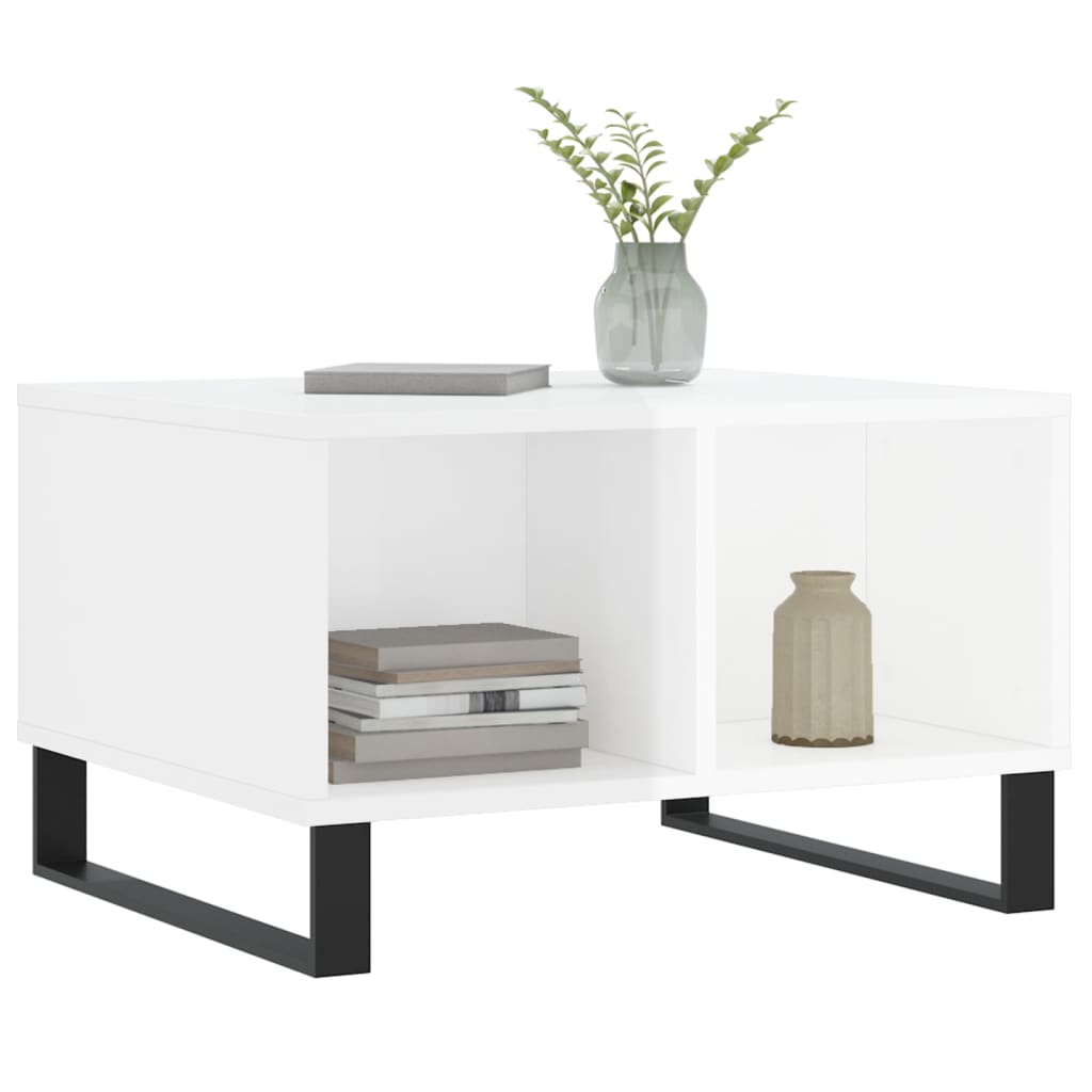 Coffee table high gloss white 60x50x36.5 cm wood material