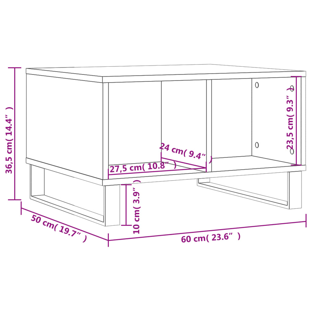 Coffee table high gloss white 60x50x36.5 cm wood material