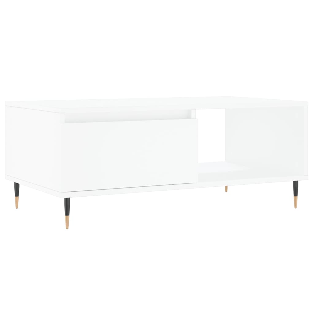 Table basse blanche 90x50x36,5 cm en bois