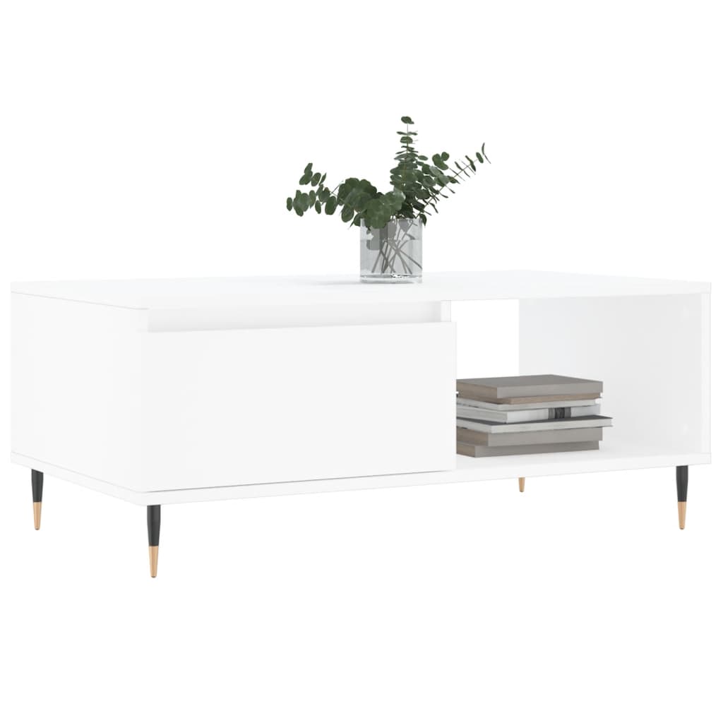 Table basse blanche 90x50x36,5 cm en bois