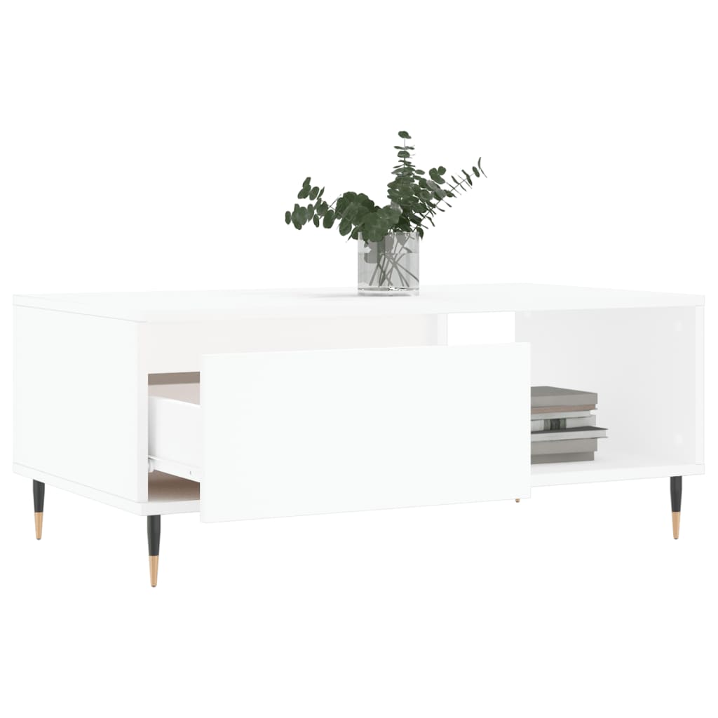 Table basse blanche 90x50x36,5 cm en bois