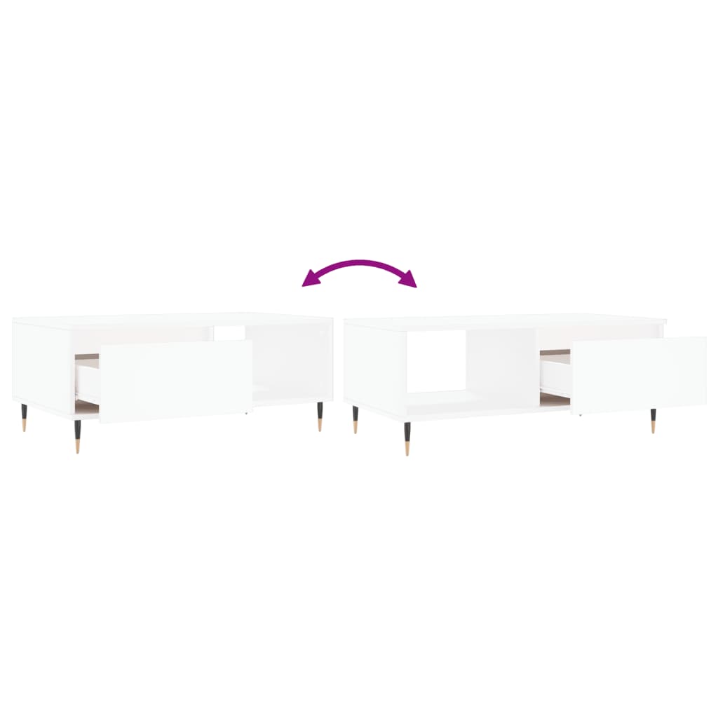 Table basse blanche 90x50x36,5 cm en bois