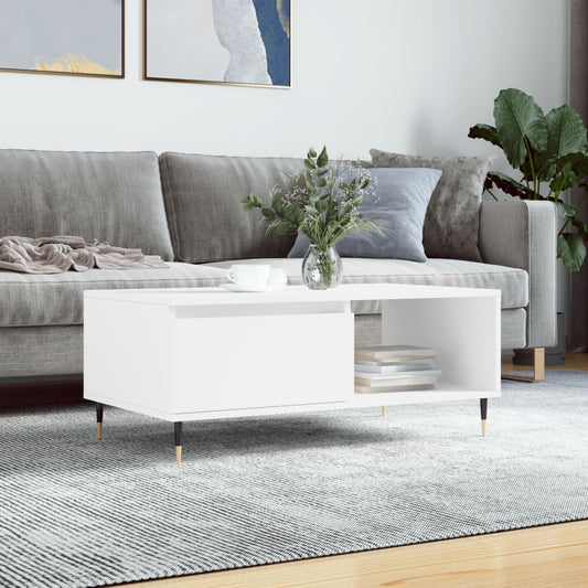 Table basse blanche 90x50x36,5 cm en bois